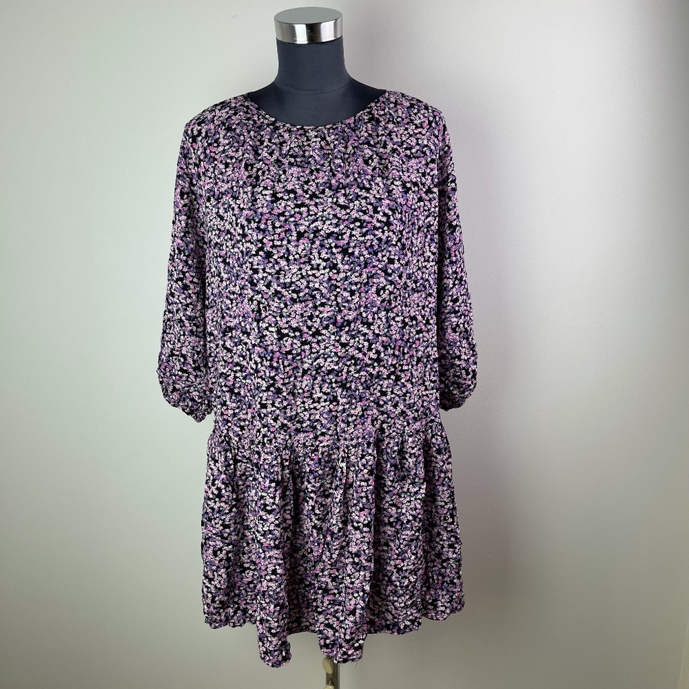 H&M Floral Print Round Neck Midi Dress Size M